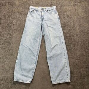 Levis Baggy Dad Jeans Womens 28 Light Blue Wash Wide Leg Y2K Skater Denim